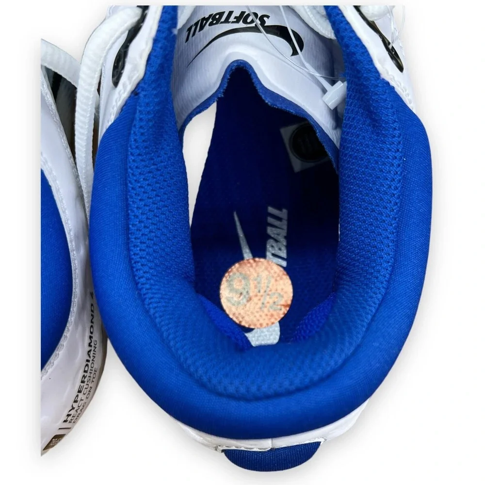 Nike Women's Baseball Cleats Softball Size 9.5 HyperDiamond‎ 4 Elite White Blue